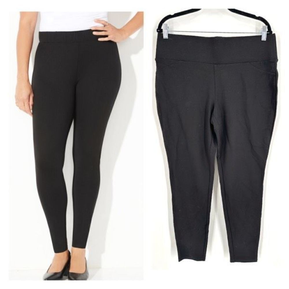 NWT Catherine Malandrino Womens PullOn Stretch High Rise Leggings Black XL ponte